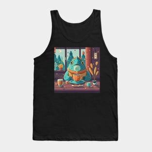 Cozy fish having coffee at home Tank Top